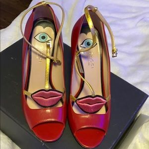 Gucci silk hibiscus red hip Malaga kid/nappa